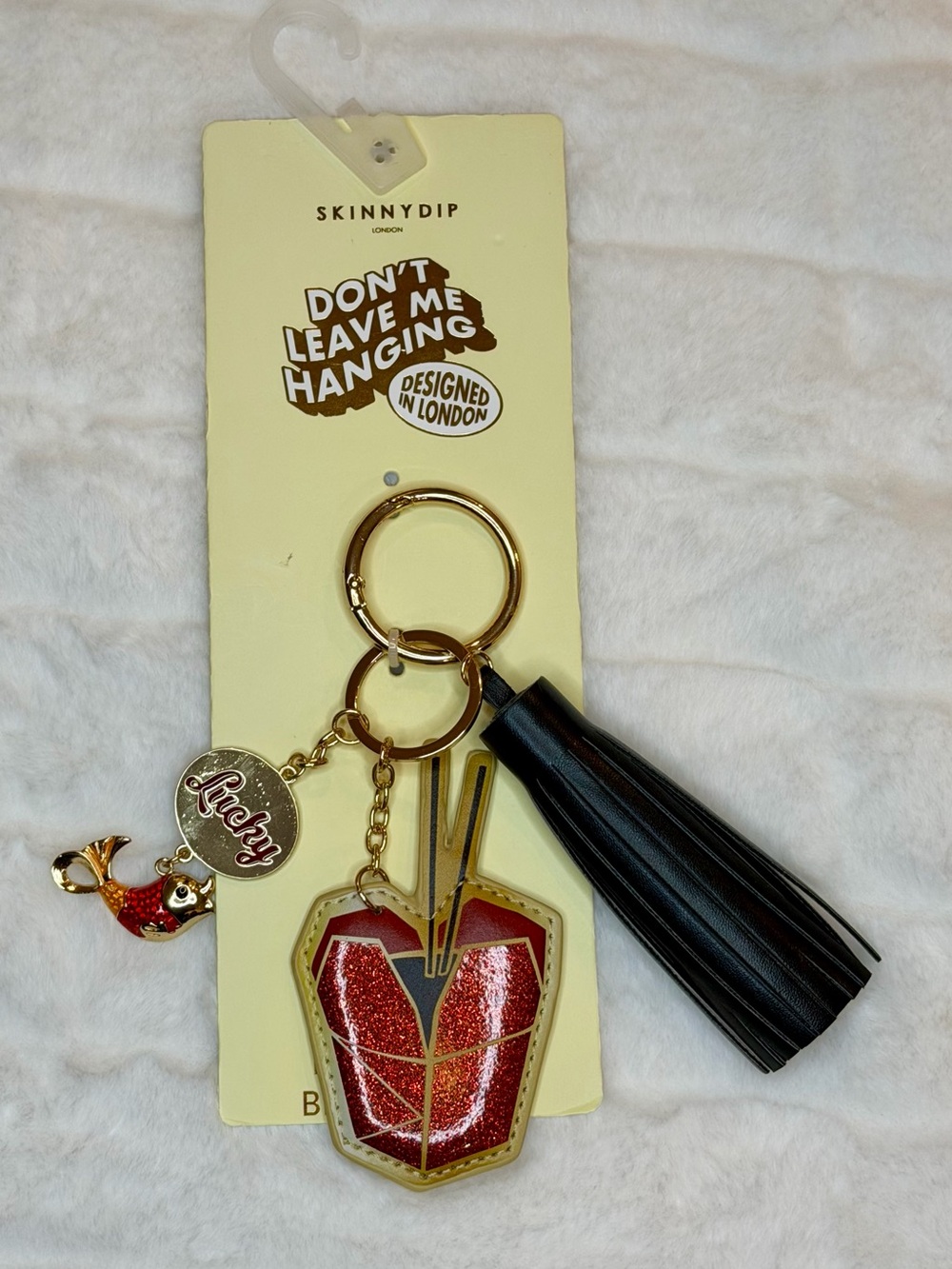 Skinnydip London Red Glitter Takeout Box Keychain Bag Charm